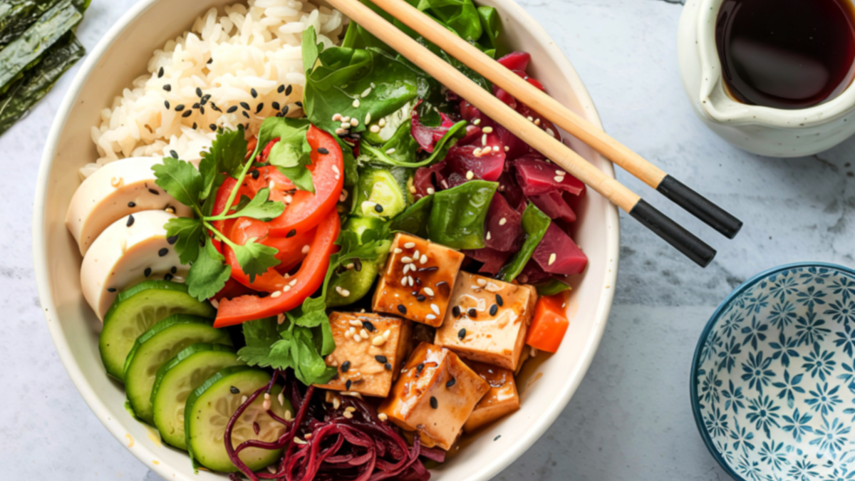 high protein tofu salad bowl